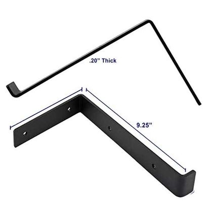 Heavy Duty 5 6 7 8 9 Inch Black Powder Coating Metal Bracket L Floating Wall Shelf