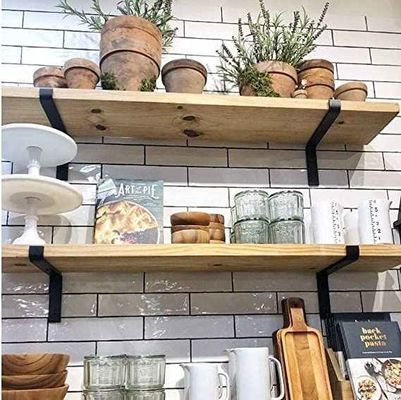 Heavy Duty 5 6 7 8 9 Inch Black Powder Coating Metal Bracket L Floating Wall Shelf