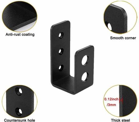 OEM Custom Black Powder Coated Stamping Metal U Shape Door Barricade Brackets (Thiên bản OEM)