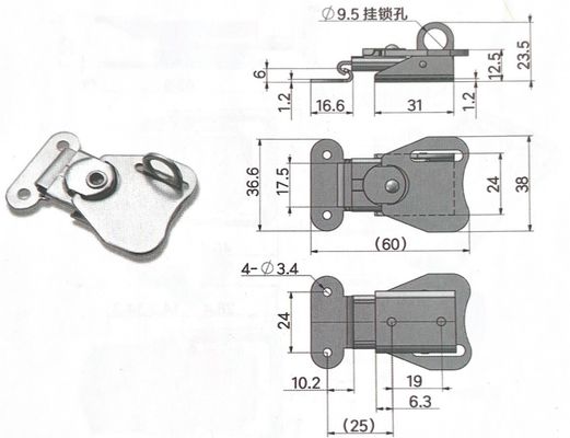 Thiết bị giám sát được chấp nhận tùy chỉnh Phần cứng 304 thép không gỉ Khóa bướm Chuyển khóa khóa